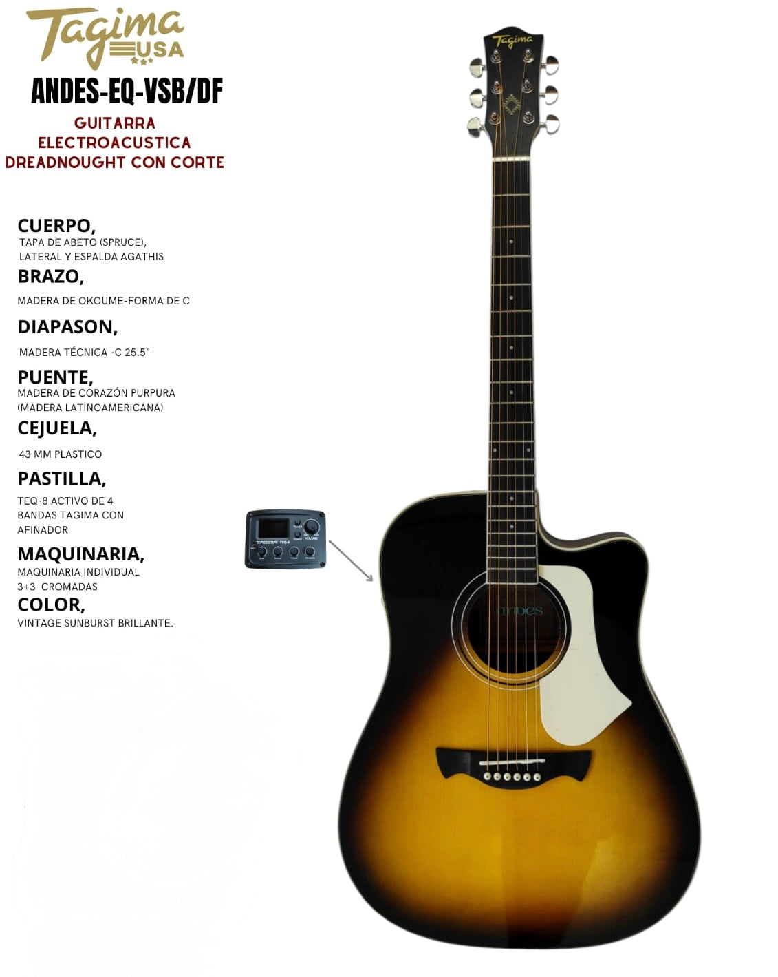 Guitarra electroacústica Tagima Andes.