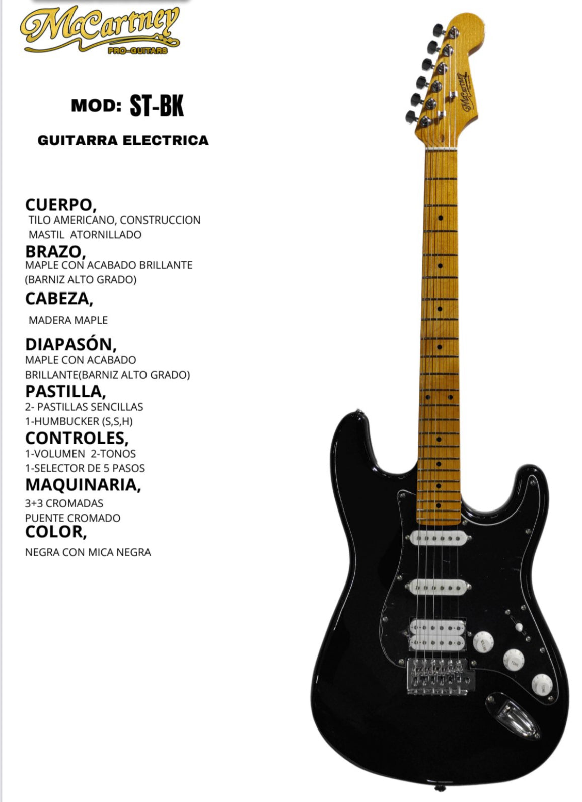 Guitarra eléctrica Mccartney tipo Stratocaster