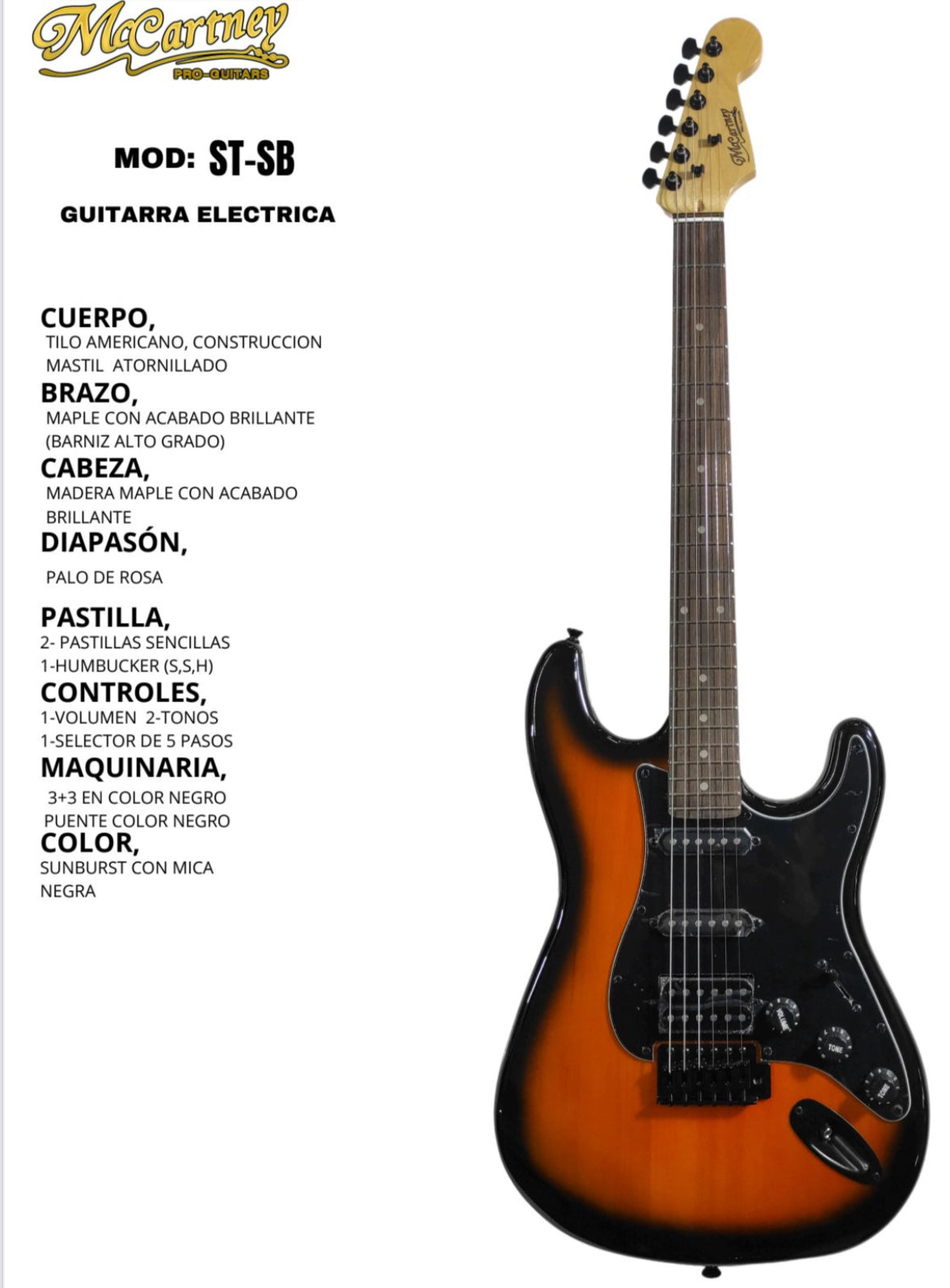 Guitarra eléctrica Mccartney tipo Stratocaster