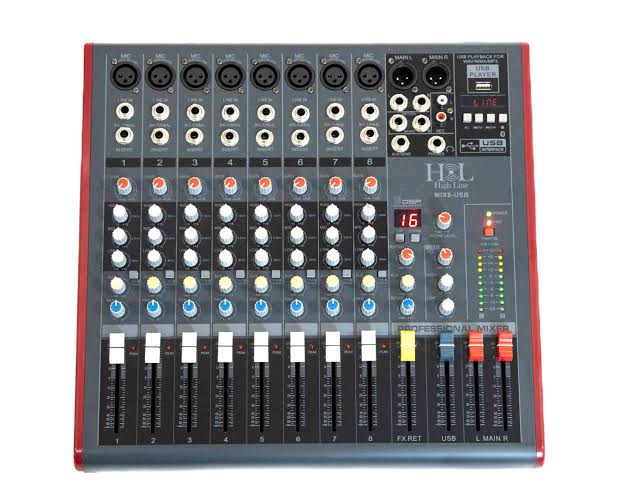Mezcladora High-Line de 8 canales USB,efectos y Bluetooth.